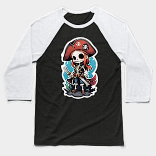 Pirate Skeleton Girl 2 Baseball T-Shirt